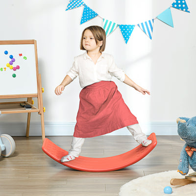 ZONEKIZ Balance Board Kids Wobble Board, Stepping Stone, Montessori Toy for Children, Nursery Toy, for Ages 3-6 Years, 82 x 27.5 x 19.5cm - Red 