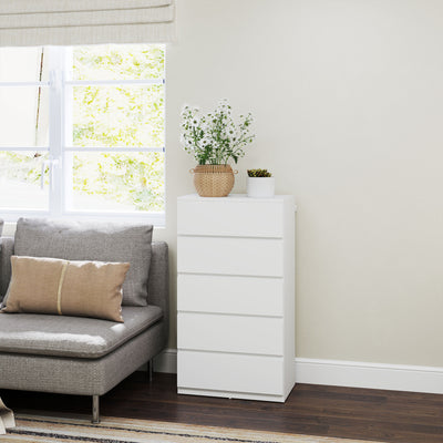 HOMCOM Chest of Drawers, 5-Drawer Storage Cabinets, Modern Dresser, Storage Drawer Unit for Bedroom 