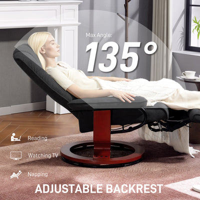 HOMCOM Reclining Swivel Chair, with Footrest - Black 