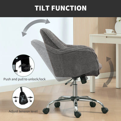 HOMCOM Velvet-Feel Office Chair - Grey 