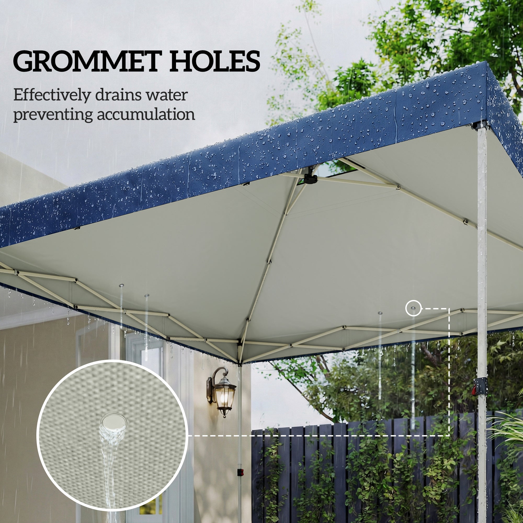 Outsunny Gazebo Roof Replacement UV50+ Waterproof Pop Up Canopy Cover with 8 Drainage Holes 3 x 3 m Blue 