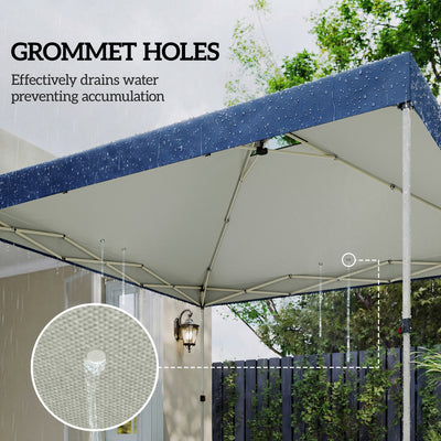 Outsunny Gazebo Roof Replacement UV50+ Waterproof Pop Up Canopy Cover with 8 Drainage Holes 3 x 3 m Blue 