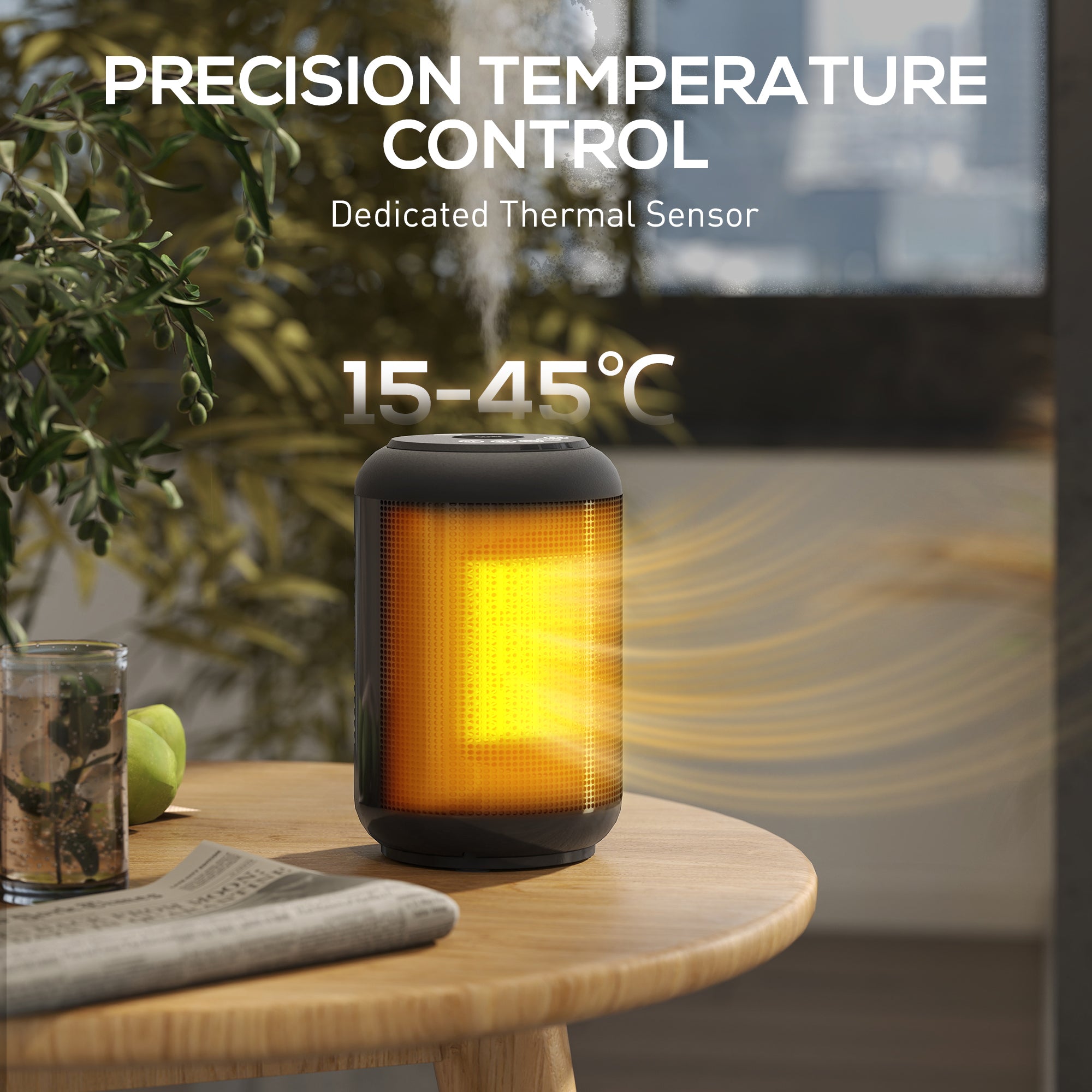 HOMCOM 1500W Ceramic Electric Heater with Fan, Timer, Oscillation - Black 