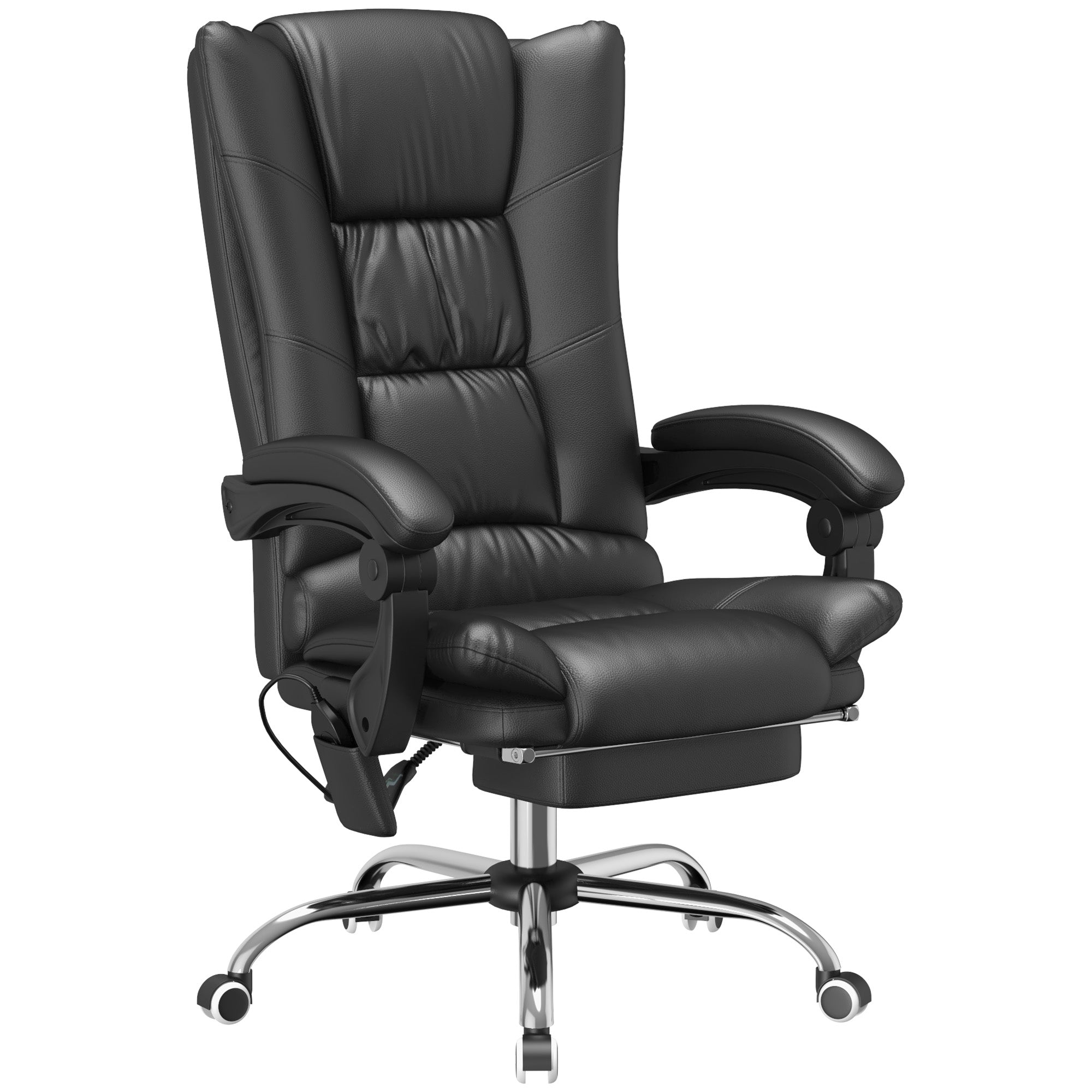 Vinsetto High Back Vibration Massage Office Chair, Heated Reclining PU Leather Computer Chair with 135\'c2\'b0 Reclining Back and Footrest, Black