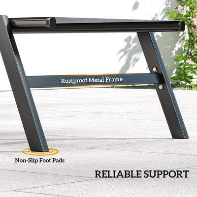 Outsunny Sun Loungers Set of 2 with Side Tray Table, Garden Recliners with 5-Position Adjustable Backrest, 2 Wheels, Grey 