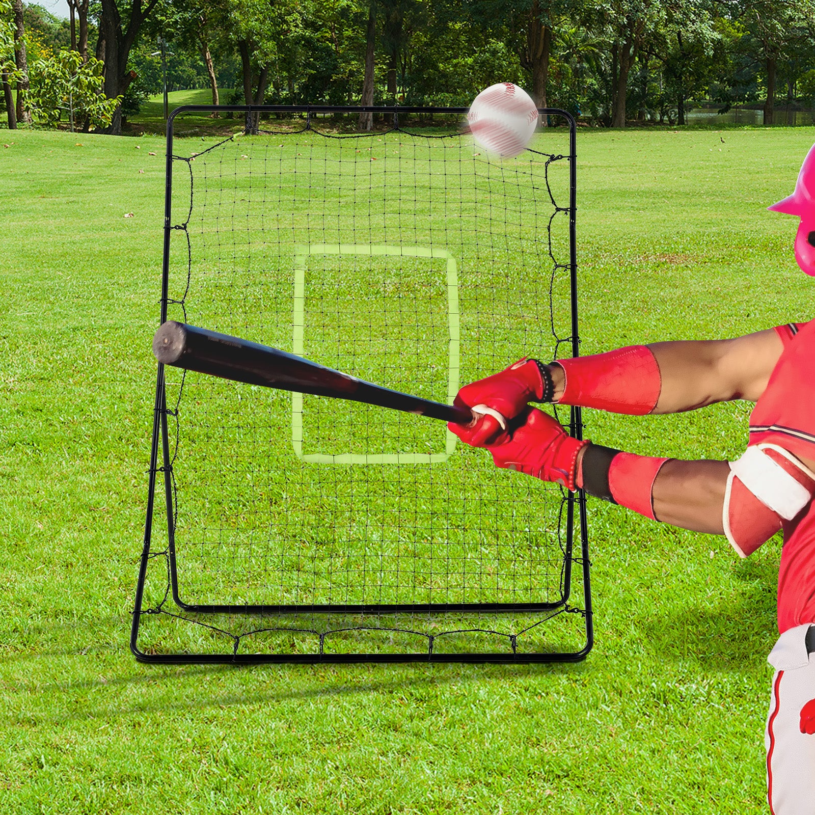 HOMCOM Baseball Rebounder Net Teens Adults Game Spot Softball Training Aid Practise Target Strike Shot Goal Play 