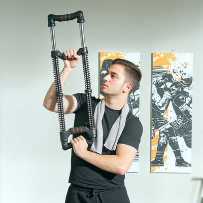 SPORTNOW Chest Expander, with 10-50kg Adjustable Resistance, for Home Gym, Office, Travel Workout 