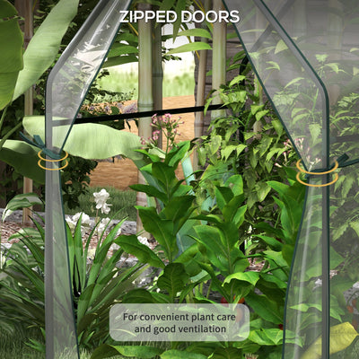 Outsunny Mini Greenhouse, Garden Tomato Growhouse with 2 Zipped Doors, Portable Indoor Outdoor Green House, 90 x 90 x 145cm, Clear 