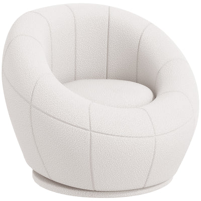 HOMCOM Modern Accent Chair, Swivel Upholstered Armchair for Living Room, Bedroom, Home Office, White 