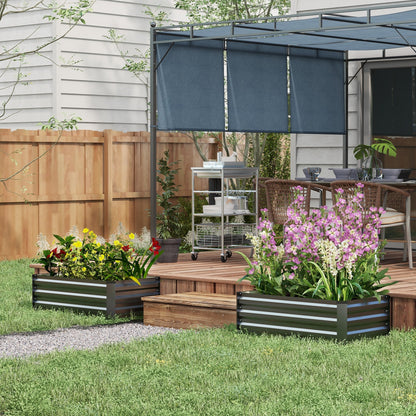 Outsunny Set of Two 60 x 100cm Galvanised Steel Planters, Grey 