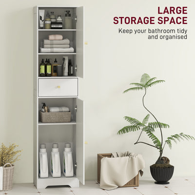 HOMCOM Tall Bathroom Cabinet with Arched Doors - White 