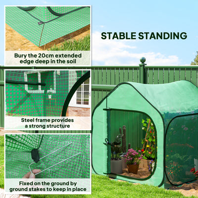 Outsunny 150 x 148cm Pop-Up Greenhouse - Green 