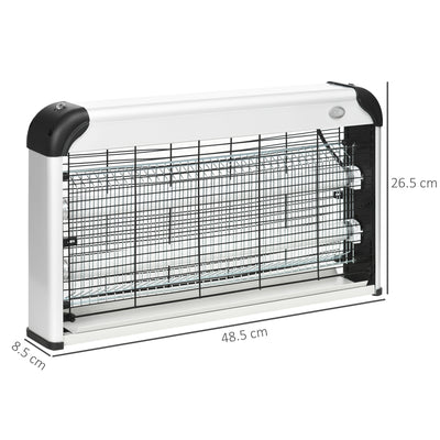 Outsunny Free Standing Wall Hanging 30W Electric Fly Mosquito Killer 60\'e3\'8e\'a1  Coverage Electric Fly Zapper, Bug Zapper, Insect Killer Silver 