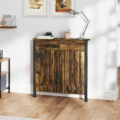 HOMCOM 93 x 88.5cm Rustic-Look Radiator Cover - Brown/Black 