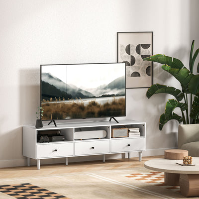 HOMCOM Multi-Storage Minimal TV Stand - White 