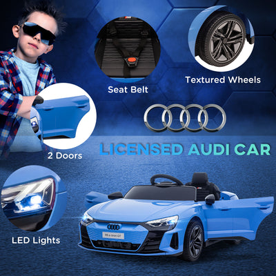 HOMCOM Audi Licensed 12V Kids Electric Ride-On, with Remote Control, Suspension System, Lights, Music, Motor - Blue 