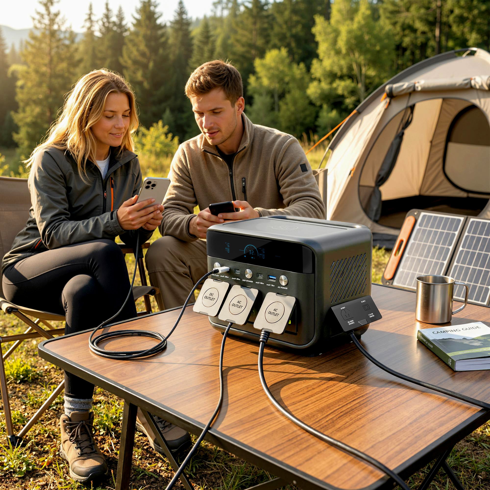 HOMCOM Portable Power Station with LiFePO4 Battery, 1.5H Fast Charge, Camping Power Pack with 600W AC/USB-A & USB-C Output 