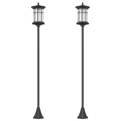 Outsunny Set of Two 1.8m Traditional Style Solar Lamp Posts - Black 