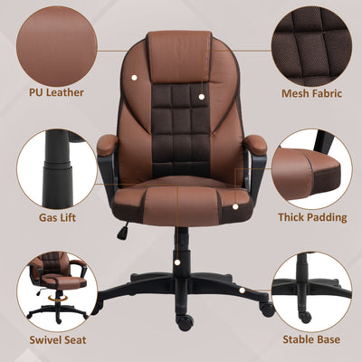 HOMCOM Faux Leather Office Chair - Brown 