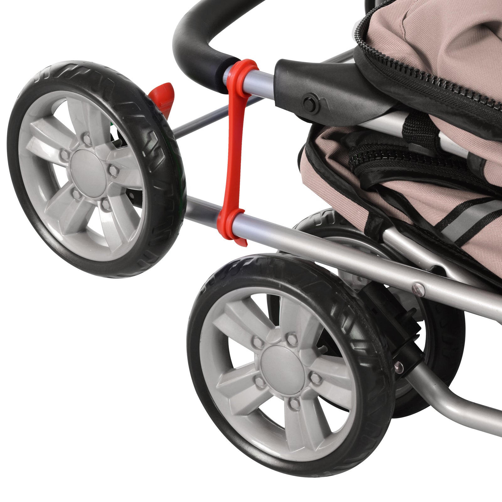 PawHut Pet Stroller for Small Miniature Dogs Cats Foldable Travel Carriage with Wheels Zipper Entry Cup Holder Storage Basket Brown 