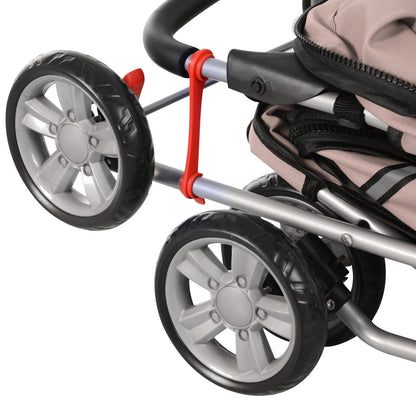 PawHut Pet Stroller for Small Miniature Dogs Cats Foldable Travel Carriage with Wheels Zipper Entry Cup Holder Storage Basket Brown 