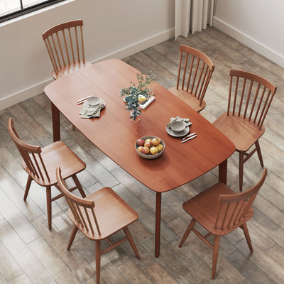 HOMCOM Pine Wood Rectangular Dining Table - Light Brown 