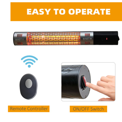 Outsunny Outdoor Patio Garden Warmer 1500W Wall Mounted Electric Infrared Halogen Heater with Remote Control Black 