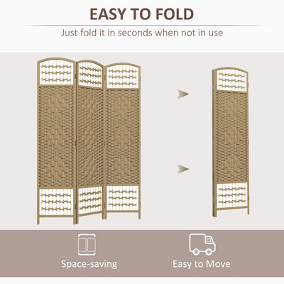 HOMCOM 3 Panel Folding Room Divider, Privacy Screen, Freestanding Paravent Partition Separator Natural Wood 