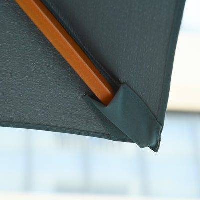 Outsunny 3 x 3 metre Patio Parasol Garden Umbrellas Sunshade Outdoor Wooden Parasol Canopy Double Tier, Dark Grey, BASE NOT INCLUDED 