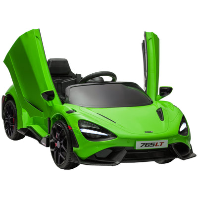 AIYAPLAY McLaren 765LT Licensed 12V Kids Electric Ride on Car with Butterfly Doors, Remote Control, Transport Wheels, Green 