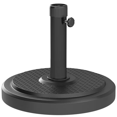 Outsunny 22kg Garden Parasol Base, Round HDPE Sun Umbrella Base, Heavy Duty Outdoor Umbrella Stand for 38mm or 48mm Outdoor Umbrella Poles, Black 