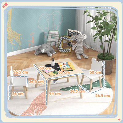AIYAPLAY 3-Piece Kids Table and Chairs Set with Convertible Desk and Storage Grid, Kids Activity Table for Nursery, Playroom 