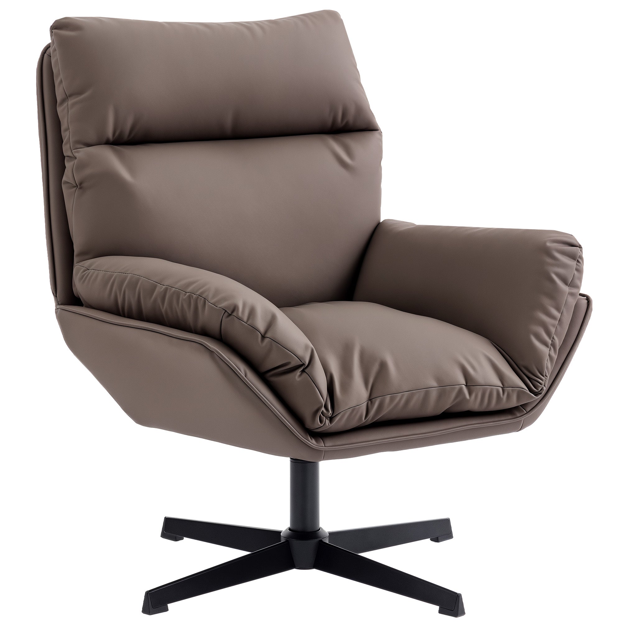 HOMCOM Accent Chair with 360 Swivel Armchair for Living Room with Padded Cushion Dark Brown 