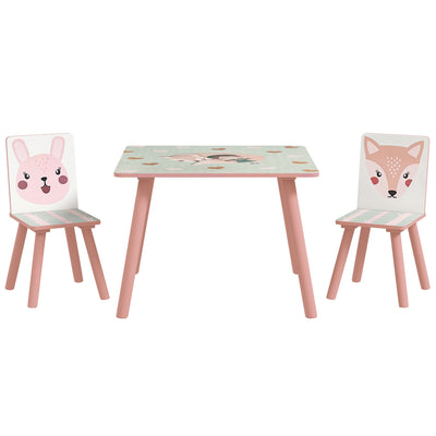 ZONEKIZ Kids and Table Chairs, Children Desk with Two Chairs, Toddler Furniture Set, for Ages 3-6 Years - Pink 