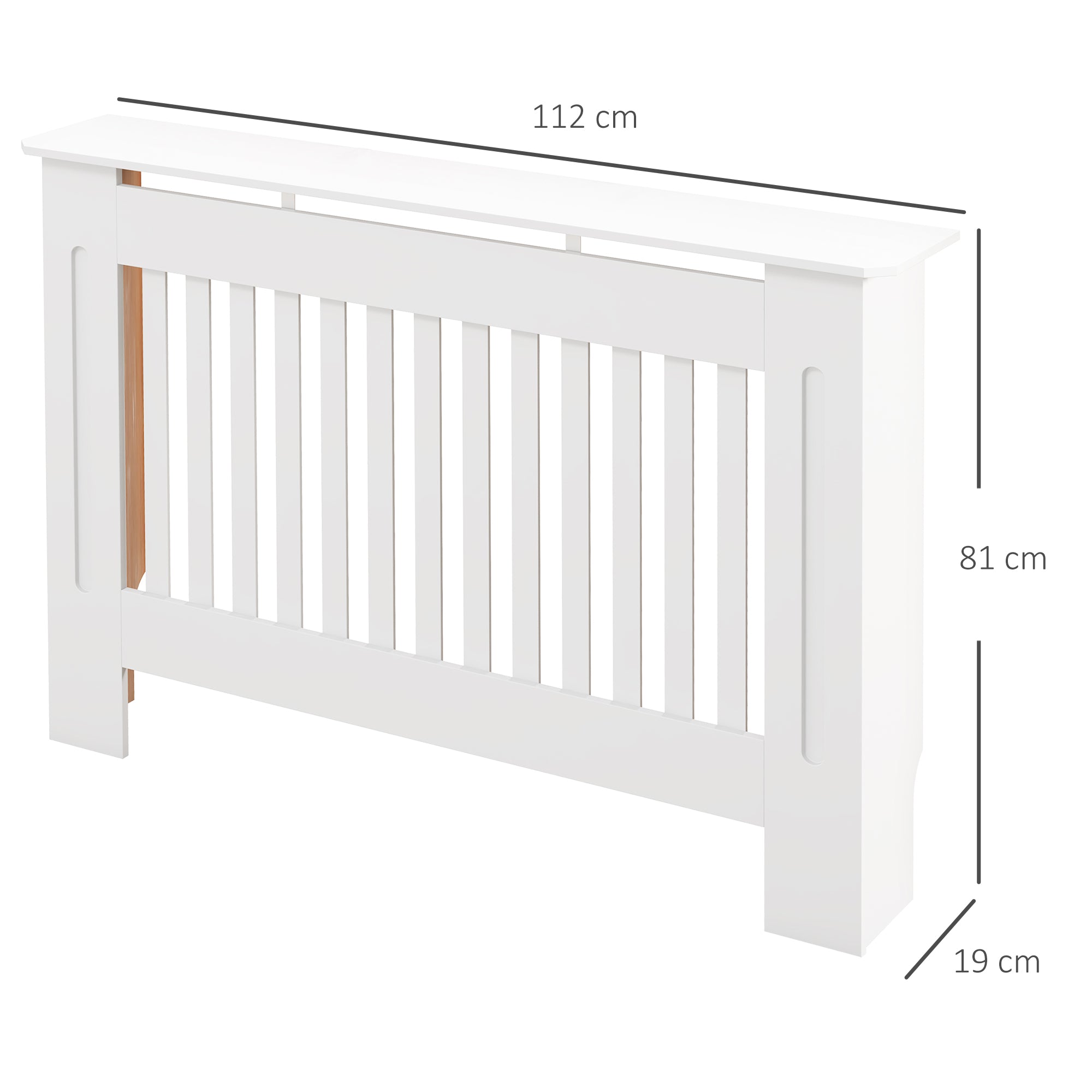 HOMCOM Slatted Radiator Cover Painted Cabinet MDF Lined Grill in White (112L x 19W x 81H cm) 