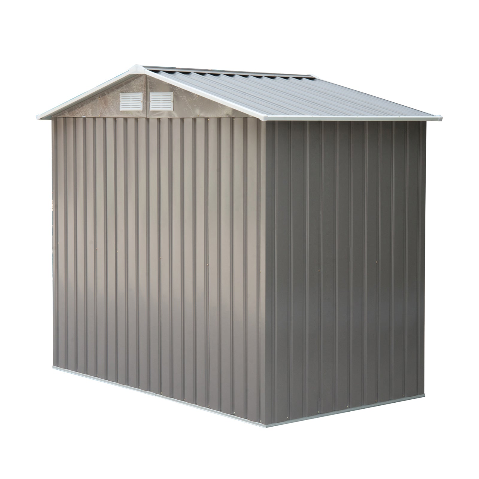 Outsunny 7ft x 4ft Lockable Garden Metal Storage Shed Storage Roofed Tool Metal Shed w/ Air Vents Steel Grey 