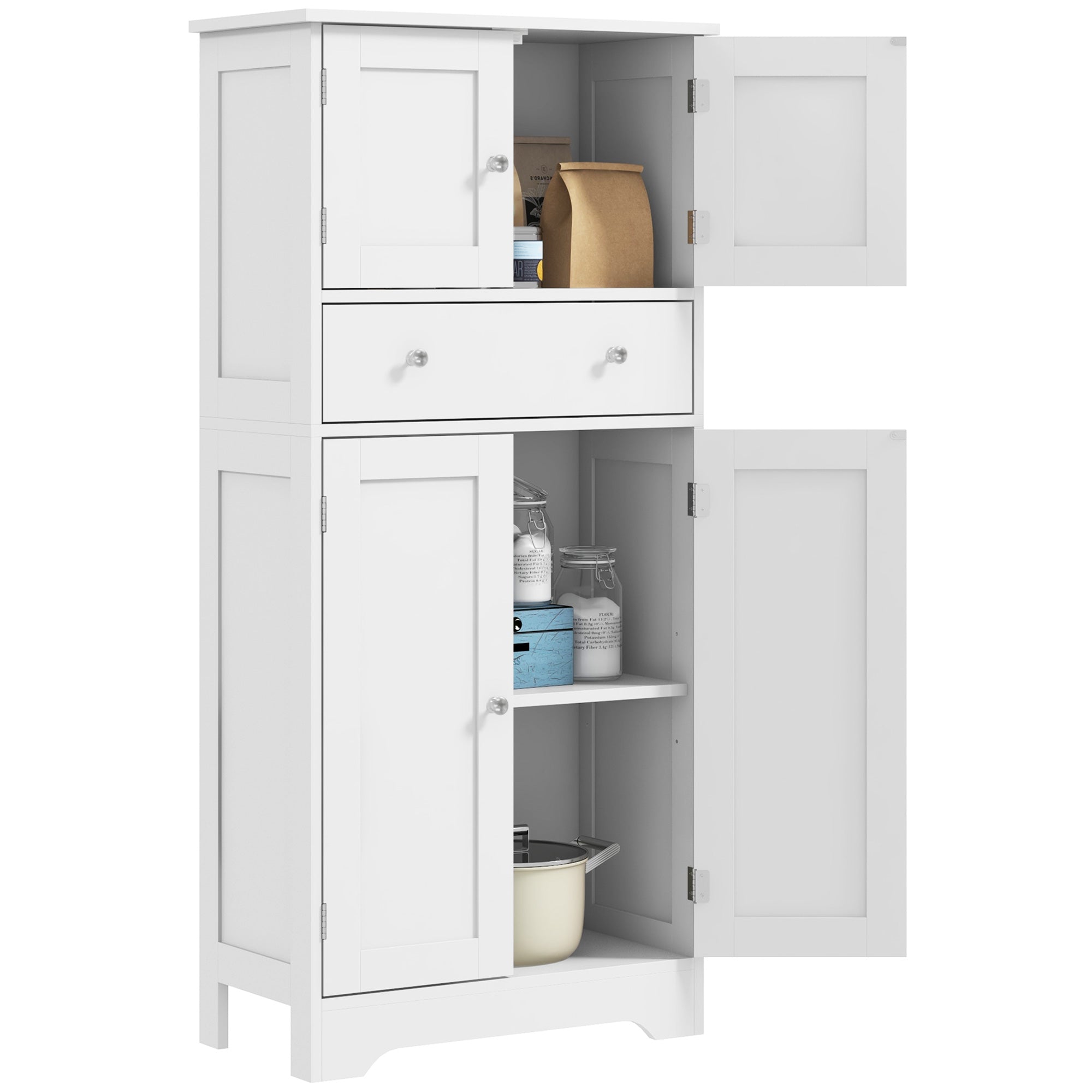 HOMCOM Multi-Storage Freestanding Kitchen Cabinet - White 