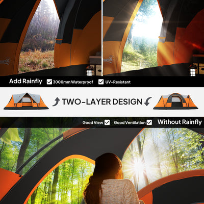 Outsunny 5-6 Man Dome Camping Tent - Orange 
