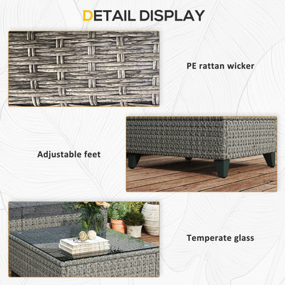 Outsunny 5-Piece Rattan Patio Furniture Set with Corner Sofa, Footstools, Coffee Table, for Poolside, Dark Grey 