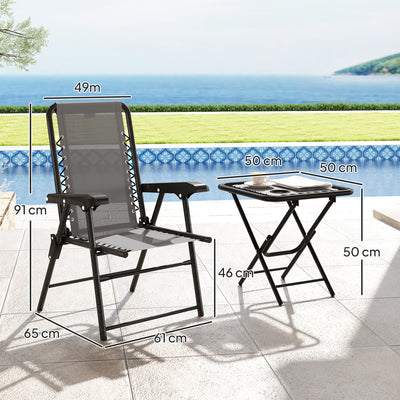 Outsunny Three-Piece Garden Table and Chair Set - Dark Grey 