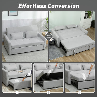 HOMCOM Three-Way Two-Seater Sofa Bed - Light Grey 