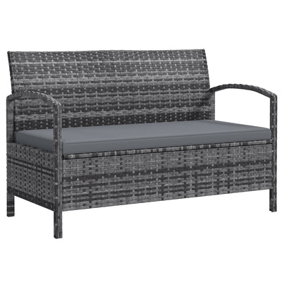 Outsunny 125L Storage Garden Bench, with Cushion - Grey 