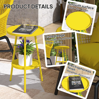 Outsunny Two-Tier Metal Garden Table - Yellow 