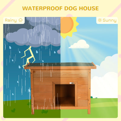 PawHut Wooden Dog Kennel Elevated Dog Pet House w/ Open Top 82W x 58D x 58H cm 
