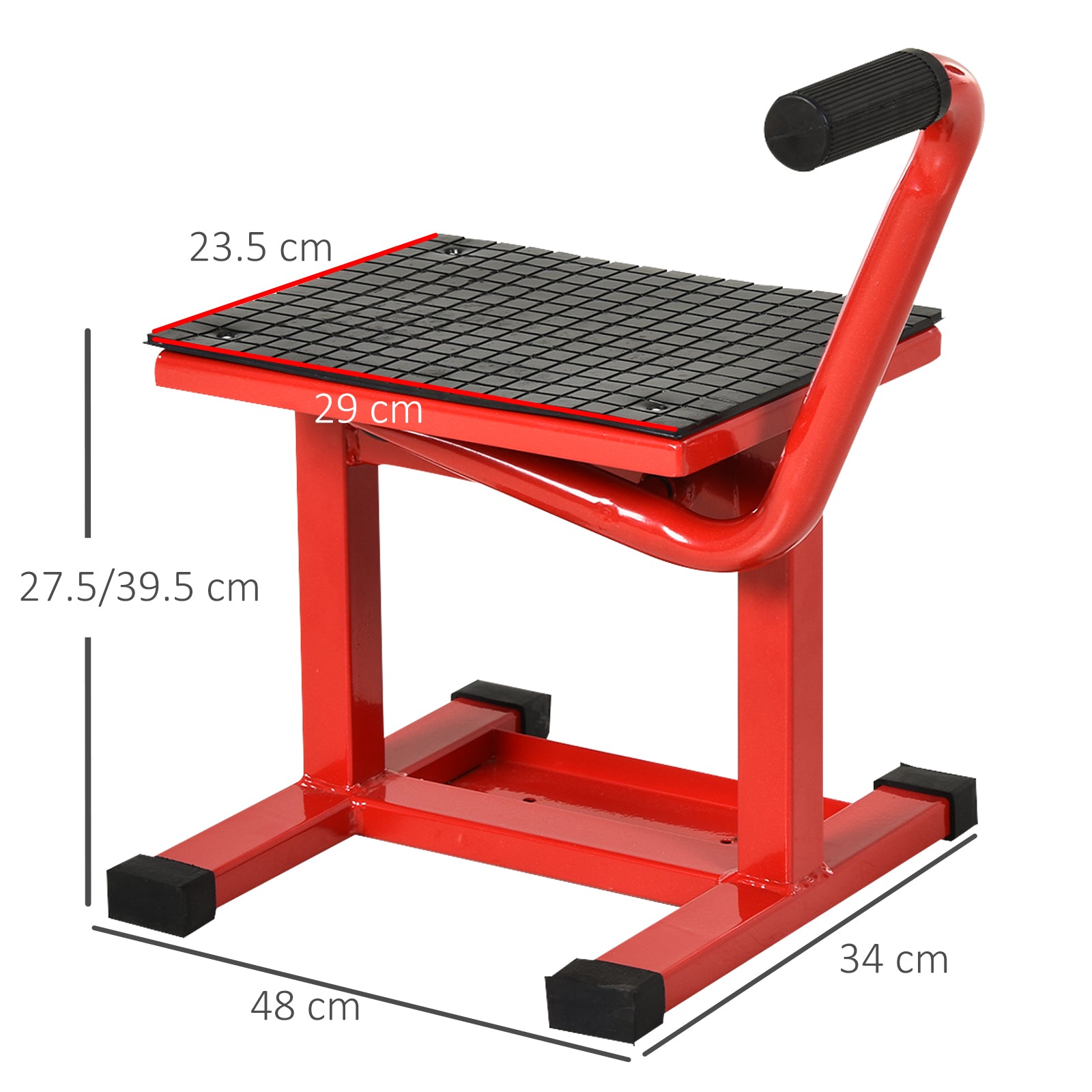 DURHAND 150KG Steel Motorbike Jack Lift Rubber Platform Crank Lift Manual Repair Clean Hoist Table Assist Off-Road Dirt Bike Stand Red 27.5/39.5 Hcm 