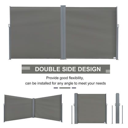 Outsunny 6 x 2m Retractable Sun Side Awning Screen Fence Patio Garden Wall Balcony Screening Panel Outdoor Blind Privacy Divider – Grey 