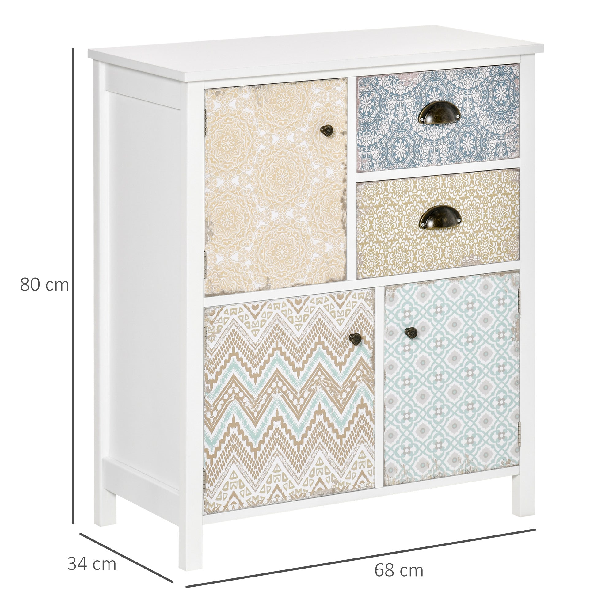 HOMCOM Drawer Table Sideboard Multi-purpose Storage Chest Shabby Chic Entryway Living Room Bedroom Furniture Organizer Unit 
