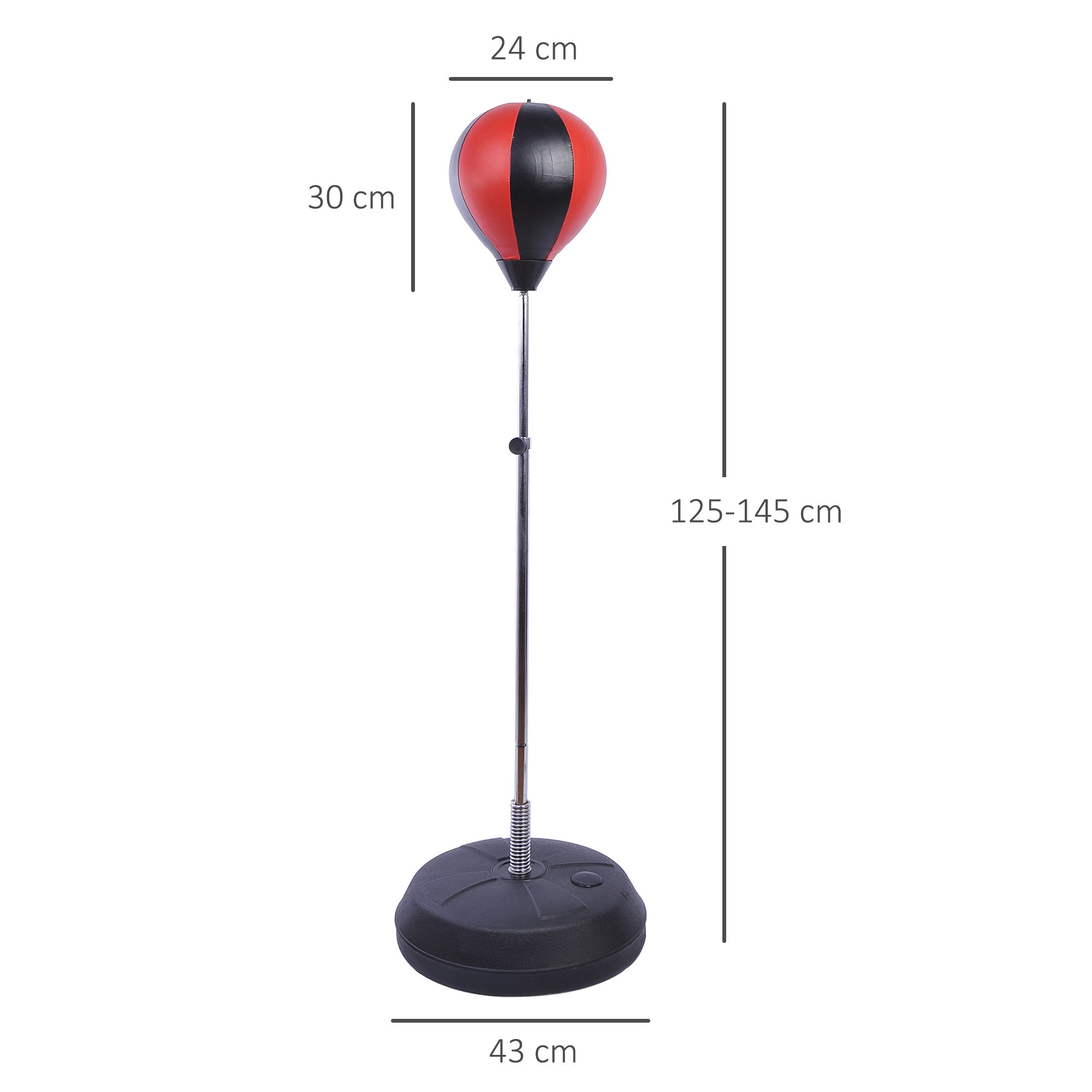 HOMCOM Training Boxing Punch Ball Set 125-145H x Φ43cm with Gloves Air Pump, 4-Position Adjustable Height Freestanding Boxing Speed Ball for Teenagers Exercise Training 