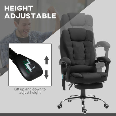 Vinsetto Heated 6 Points Vibration Massage Executive Office Chair Adjustable Swivel Ergonomic High Back Desk Chair Recliner with Footrest Full Black 