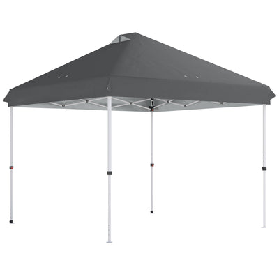 Outsunny 3 x 3 m Pop Up Gazebo with Wheels, UPF50+ One-Touch Outdoor Garden Party Tent Marquee Wedding Awning Canopy, Dark Grey 